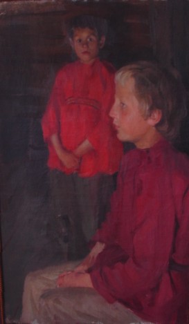 Деревенские ребятишки. Холст, масло. 94,5х56 